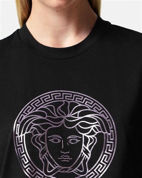 versace collection tee shirt green half medusa|Versace Medusa t shirt men.